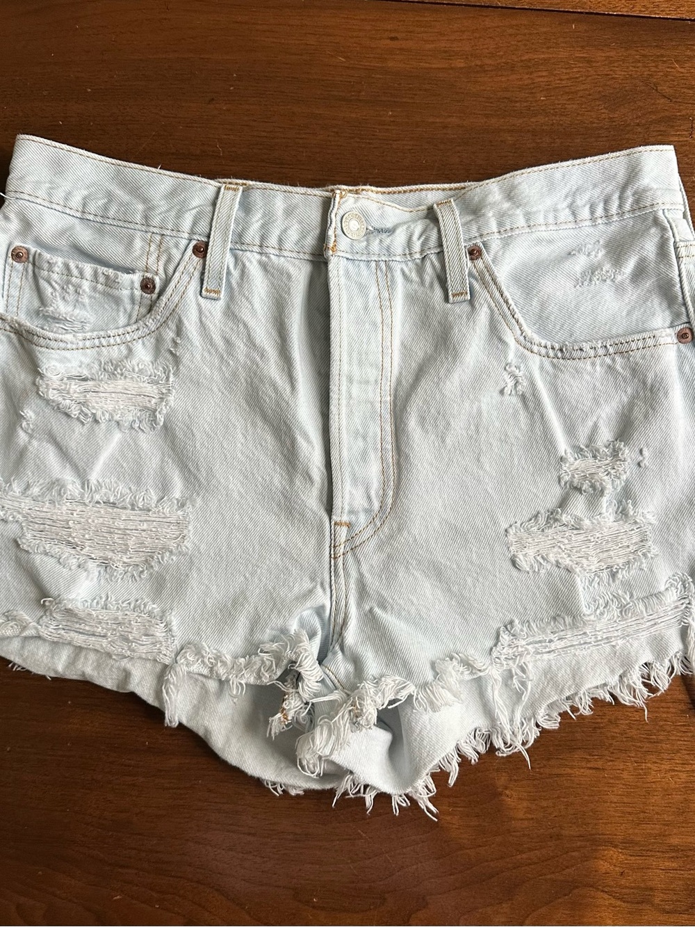 Levi's Light Blue Distressed Denim Cutoff Shorts
